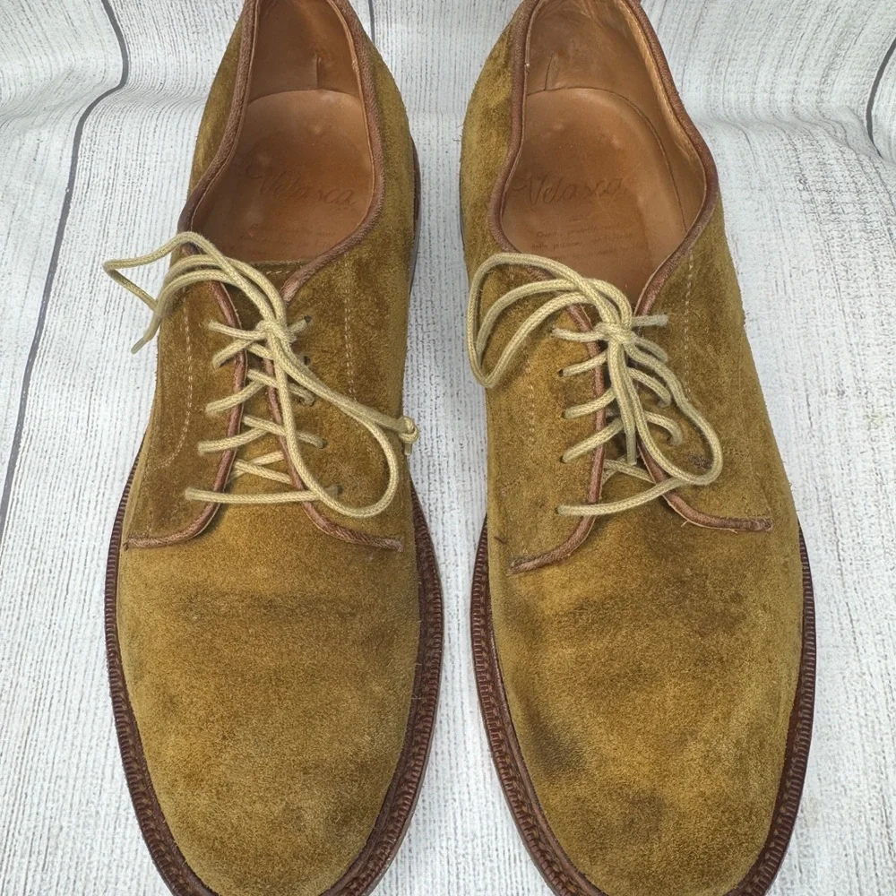Velasca Milano Men’s Brown Tan Suede Size 41.5‎ US 8 Summer Derby Shoes